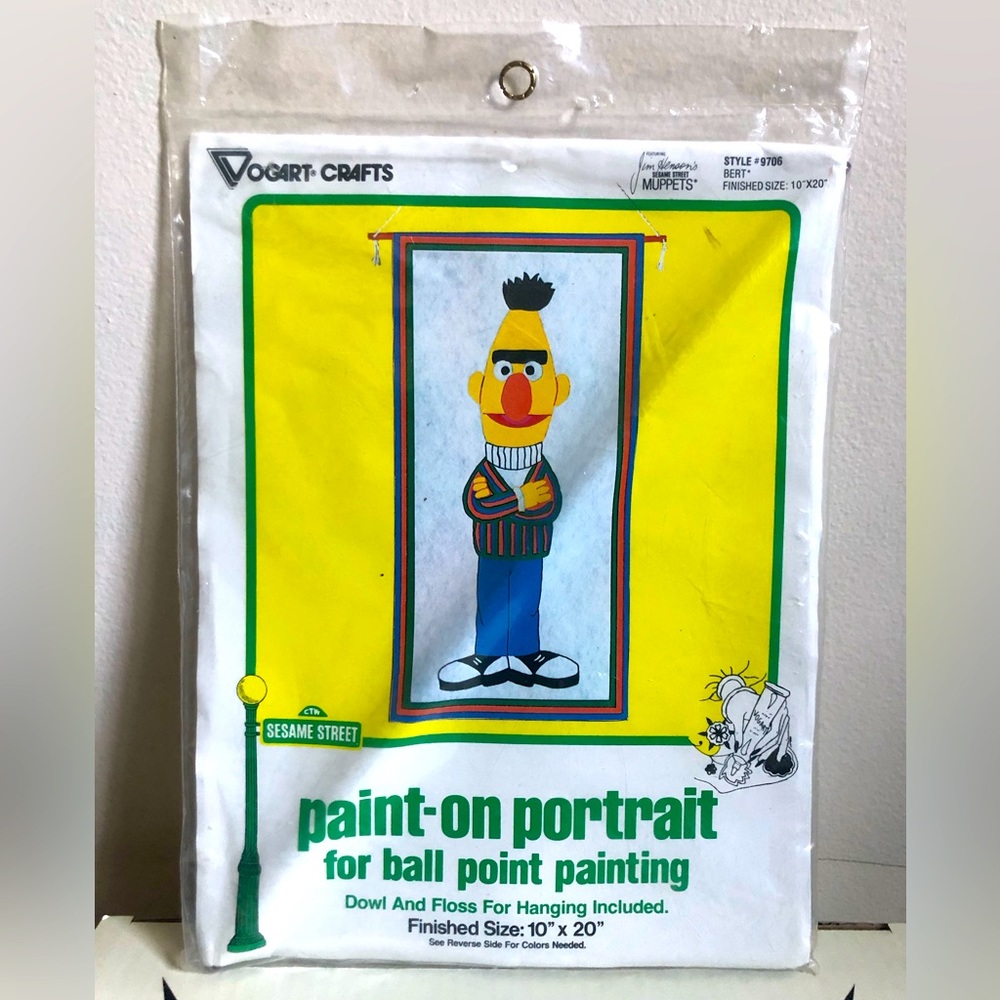 Vintage 1980 Sesame Street BERT Paint-On Portrait